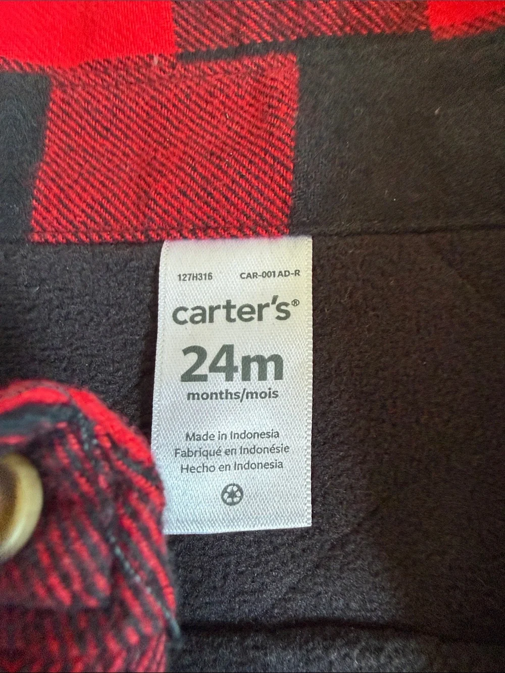 🪾Carter’s Red & Black Plaid Shirt with Gray Jogger Pants - Kids Bottoms Set 🪾